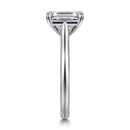 14K White Gold Emerald Cut Solitaire Diamond Engagement Ring