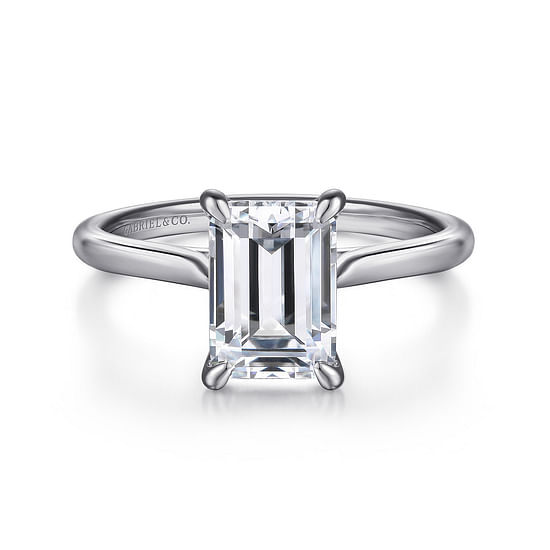 Gabriel - 14K White Gold Emerald Cut Solitaire Diamond Engagement Ring