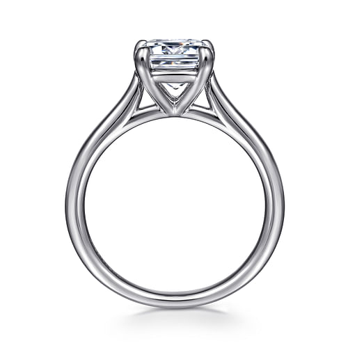 14K White Gold Emerald Cut Solitaire Diamond Engagement Ring