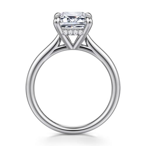 14K White Gold Emerald Cut Solitaire Diamond Engagement Ring