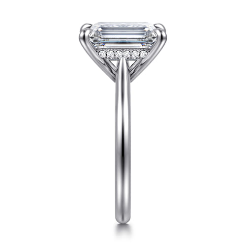 14K White Gold Emerald Cut Solitaire Diamond Engagement Ring