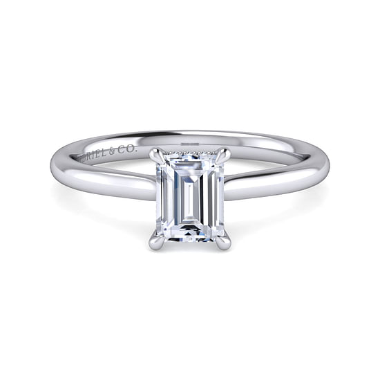 Gabriel - 14K White Gold Emerald Cut Solitaire Diamond Engagement Ring