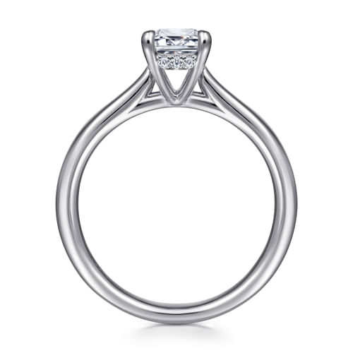 14K White Gold Emerald Cut Solitaire Diamond Engagement Ring