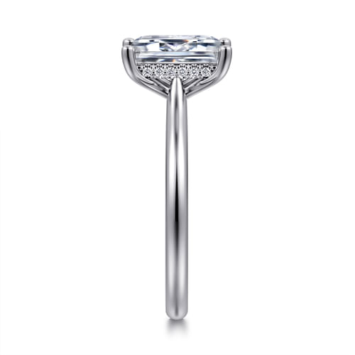 14K White Gold Emerald Cut Solitaire Diamond Engagement Ring
