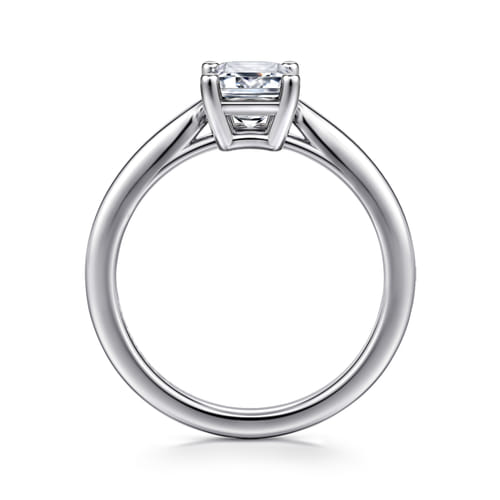 14K White Gold Emerald Cut Solitaire Diamond Engagement Ring