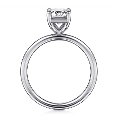 14K White Gold Emerald Cut Solitaire Diamond Engagement Ring