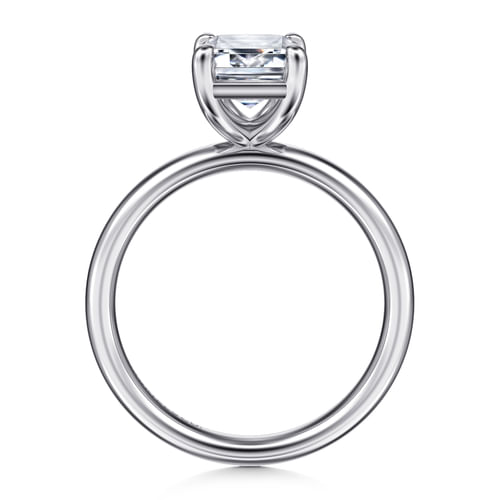 14K White Gold Emerald Cut Solitaire Diamond Engagement Ring