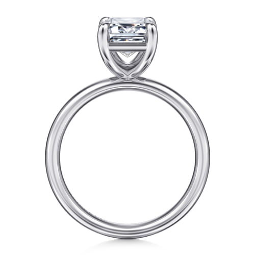 14K White Gold Emerald Cut Solitaire Diamond Engagement Ring