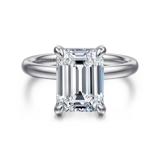 Gabriel - 14K White Gold Emerald Cut Solitaire Diamond Engagement Ring