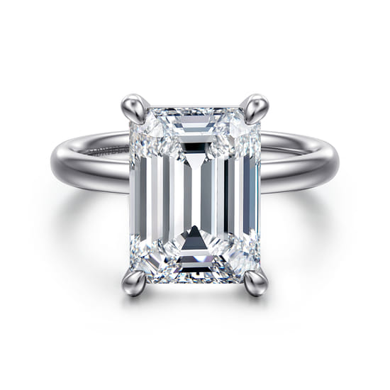 Gabriel - 14K White Gold Emerald Cut Solitaire Diamond Engagement Ring