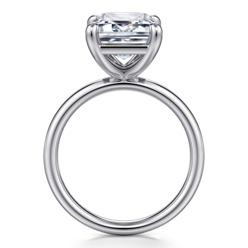 14K White Gold Emerald Cut Solitaire Diamond Engagement Ring