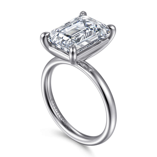 14K White Gold Emerald Cut Solitaire Diamond Engagement Ring