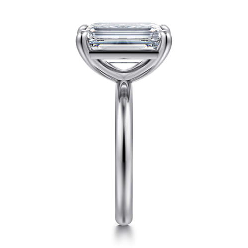 14K White Gold Emerald Cut Solitaire Diamond Engagement Ring