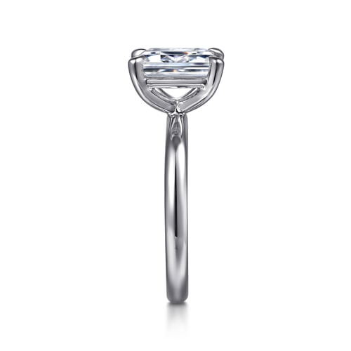 14K White Gold Emerald Cut Solitaire Diamond Engagement Ring