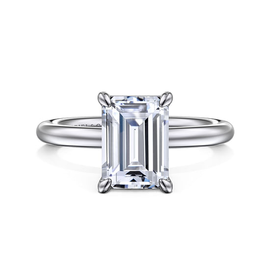 Gabriel - 14K White Gold Emerald Cut Solitaire Engagement Ring