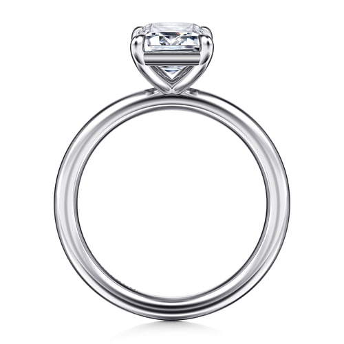 14K White Gold Emerald Cut Solitaire Engagement Ring