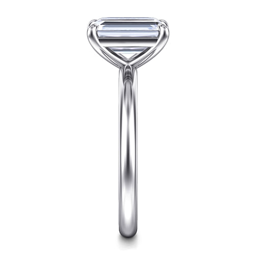 14K White Gold Emerald Cut Solitaire Engagement Ring