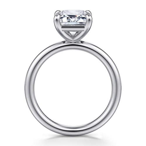 14K White Gold Emerald Cut Solitaire Engagement Ring