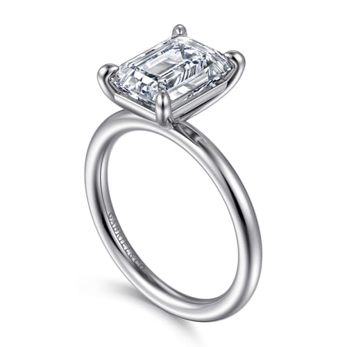 14K White Gold Emerald Cut Solitaire Engagement Ring
