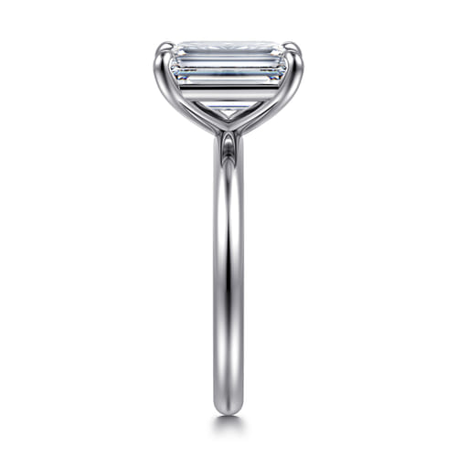 14K White Gold Emerald Cut Solitaire Engagement Ring