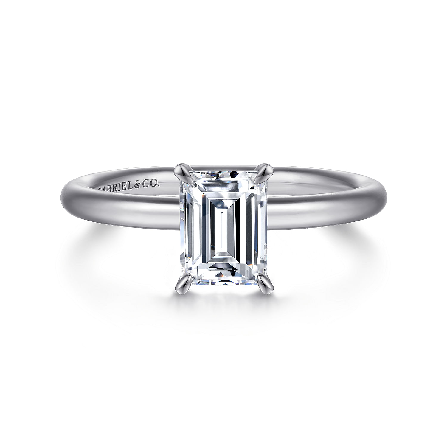14K White Gold Emerald Cut Solitaire Engagement Ring