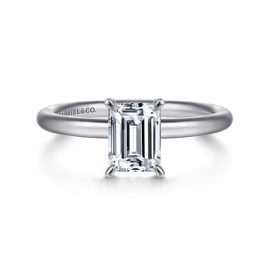Gabriel - 14K White Gold Emerald Cut Solitaire Engagement Ring