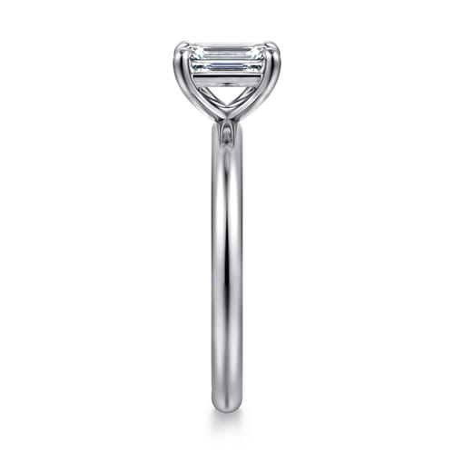 14K White Gold Emerald Cut Solitaire Engagement Ring