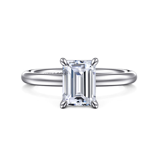 Gabriel - 14K White Gold Emerald Cut Solitaire Engagement Ring
