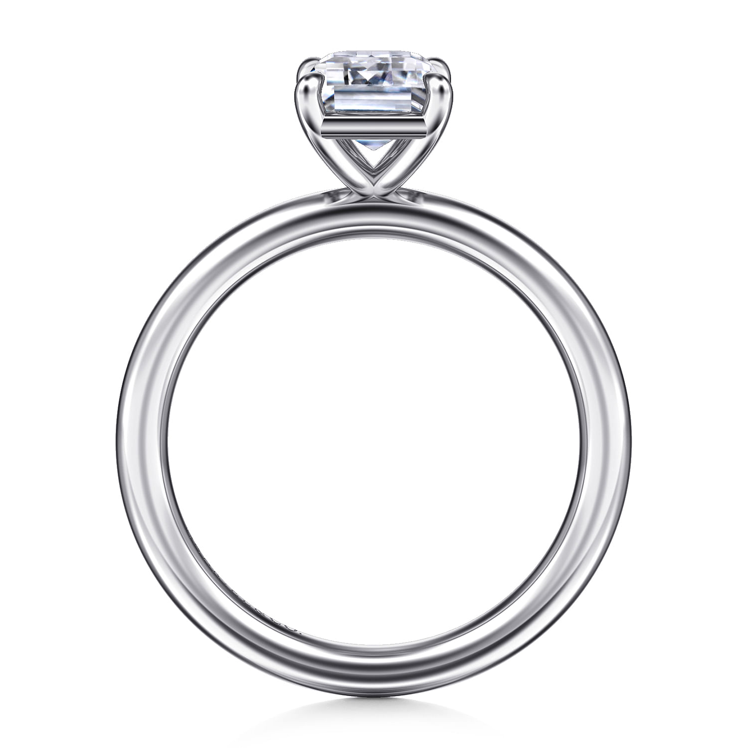 14K White Gold Emerald Cut Solitaire Engagement Ring