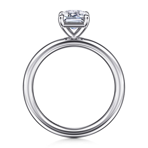 14K White Gold Emerald Cut Solitaire Engagement Ring