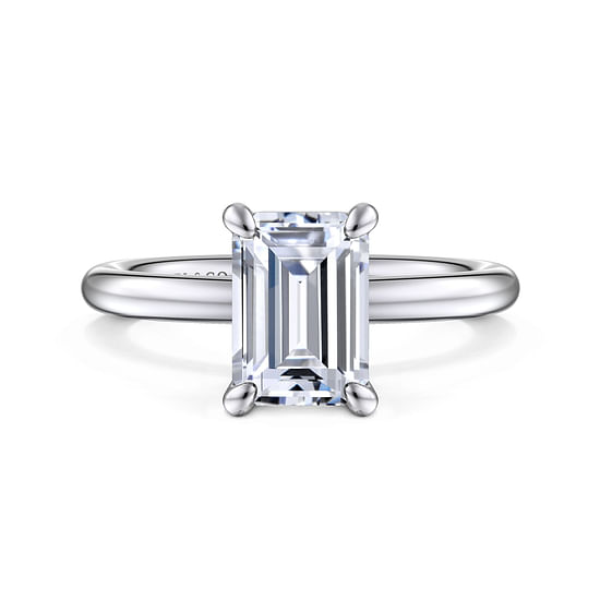 Gabriel - 14K White Gold Emerald Cut Solitaire Engagement Ring