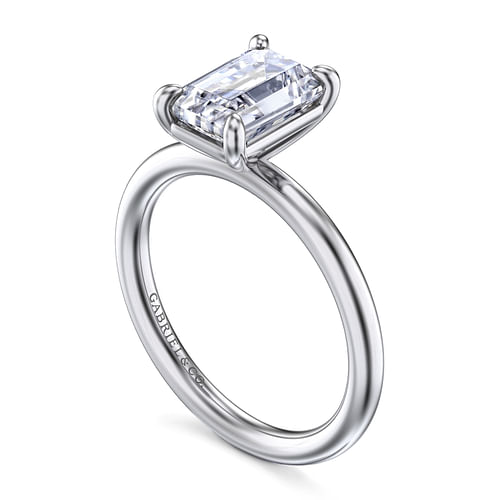 14K White Gold Emerald Cut Solitaire Engagement Ring