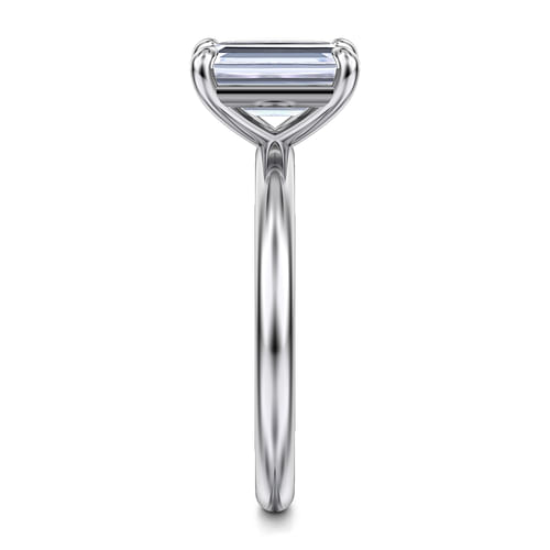 14K White Gold Emerald Cut Solitaire Engagement Ring