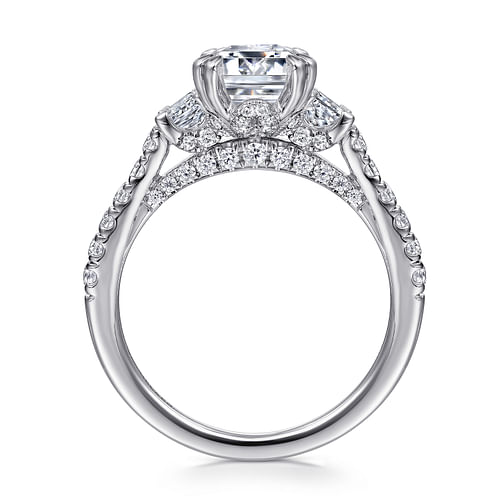 14K White Gold Emerald Cut Three Stone Diamond Engagement Ring