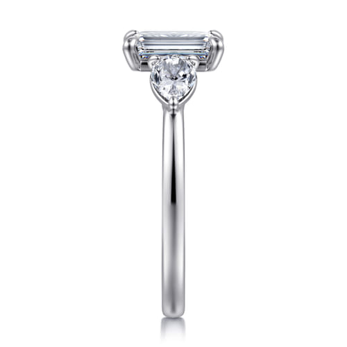 14K White Gold Emerald Cut Three Stone Diamond Engagement Ring