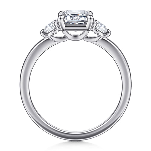 14K White Gold Emerald Cut Three Stone Diamond Engagement Ring