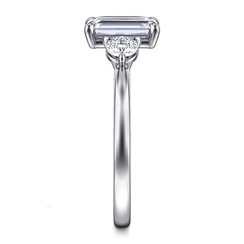 14K White Gold Emerald Cut Three Stone Diamond Engagement Ring