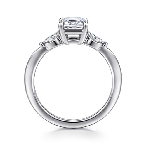 14K White Gold Emerald Cut Three Stone Diamond Engagement Ring