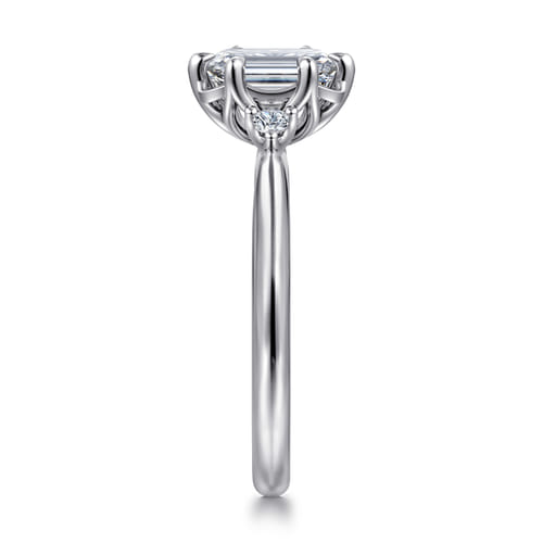 14K White Gold Emerald Cut Three Stone Diamond Engagement Ring