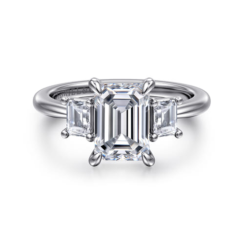14K White Gold Emerald Cut Three Stone Diamond Engagement Ring 14K White Gold Emerald Cut Three Stone Diamond Engagement Ring