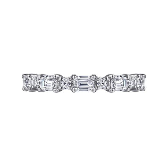 14K White Gold Emerald Cut and Round Diamond Anniversary Band angle 6