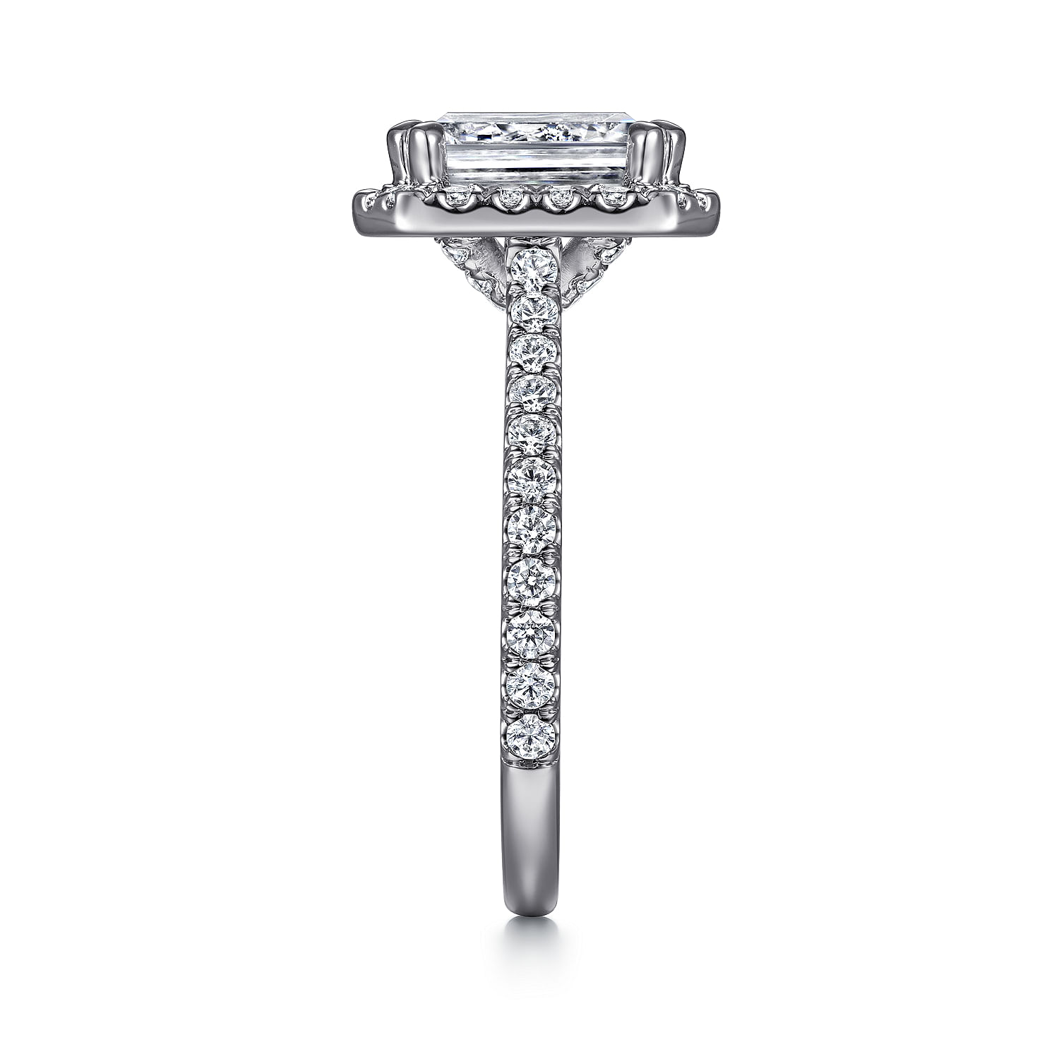 14K White Gold Emerald Halo Diamond Engagement Ring