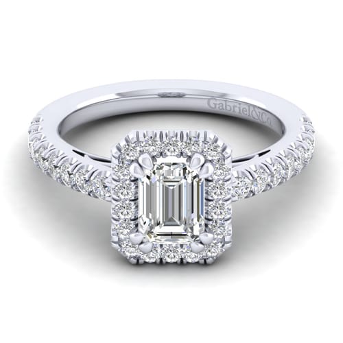 14K White Gold Emerald Halo Diamond Engagement Ring 14K White Gold Emerald Halo Diamond Engagement Ring
