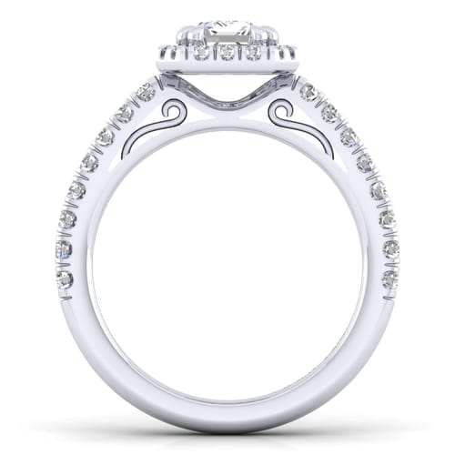 14K White Gold Emerald Halo Diamond Engagement Ring 14K White Gold Emerald Halo Diamond Engagement Ring