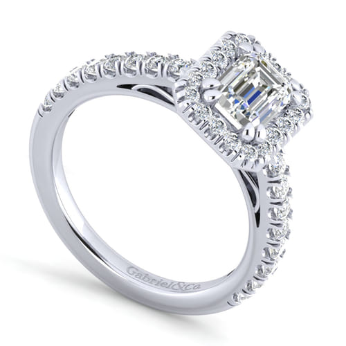 14K White Gold Emerald Halo Diamond Engagement Ring 14K White Gold Emerald Halo Diamond Engagement Ring