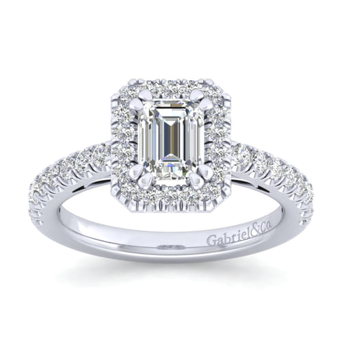 14K White Gold Emerald Halo Diamond Engagement Ring 14K White Gold Emerald Halo Diamond Engagement Ring