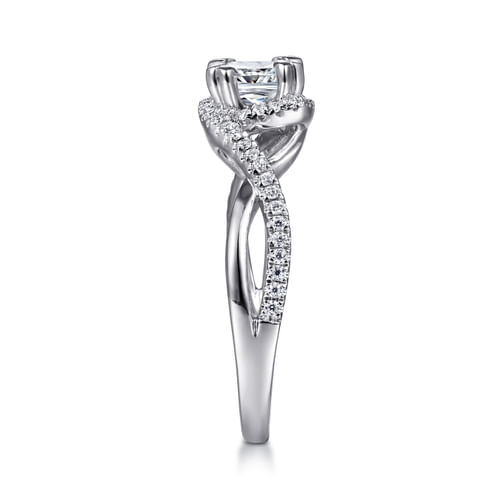 14K White Gold Emerald Halo Diamond Engagement Ring