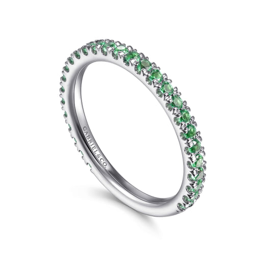 14K White Gold Emerald Stackable Ring