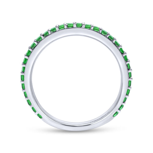 14K White Gold EmeraldStackable Ladies Ring