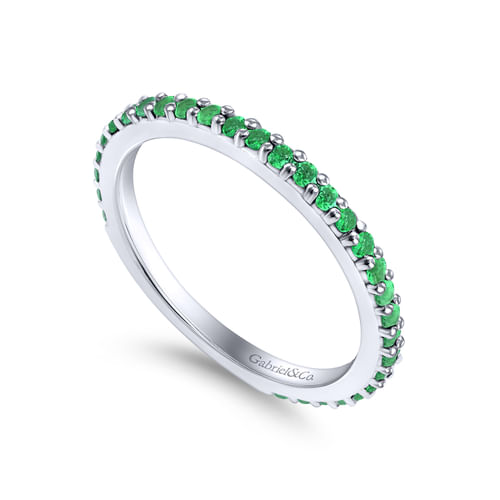 14K White Gold EmeraldStackable Ladies Ring